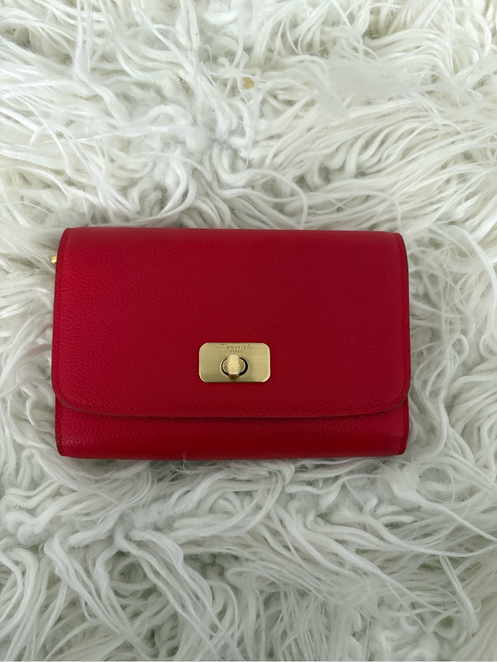 Moncrief London Cherry Red Italian Leather Twist Lock Wallet